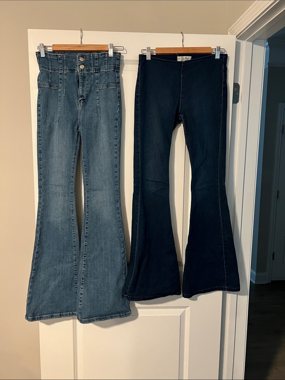 We The Free Flare Jeans Duo in Light Blue and Dark Blue size 26